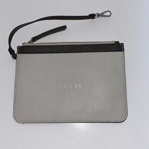 Guess Los Angeles Women's Gray Black Monogram Trim Slim Wristlet